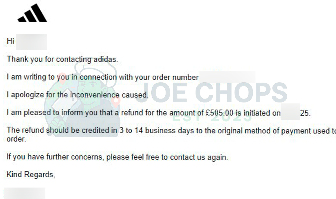 Adidas Order Success